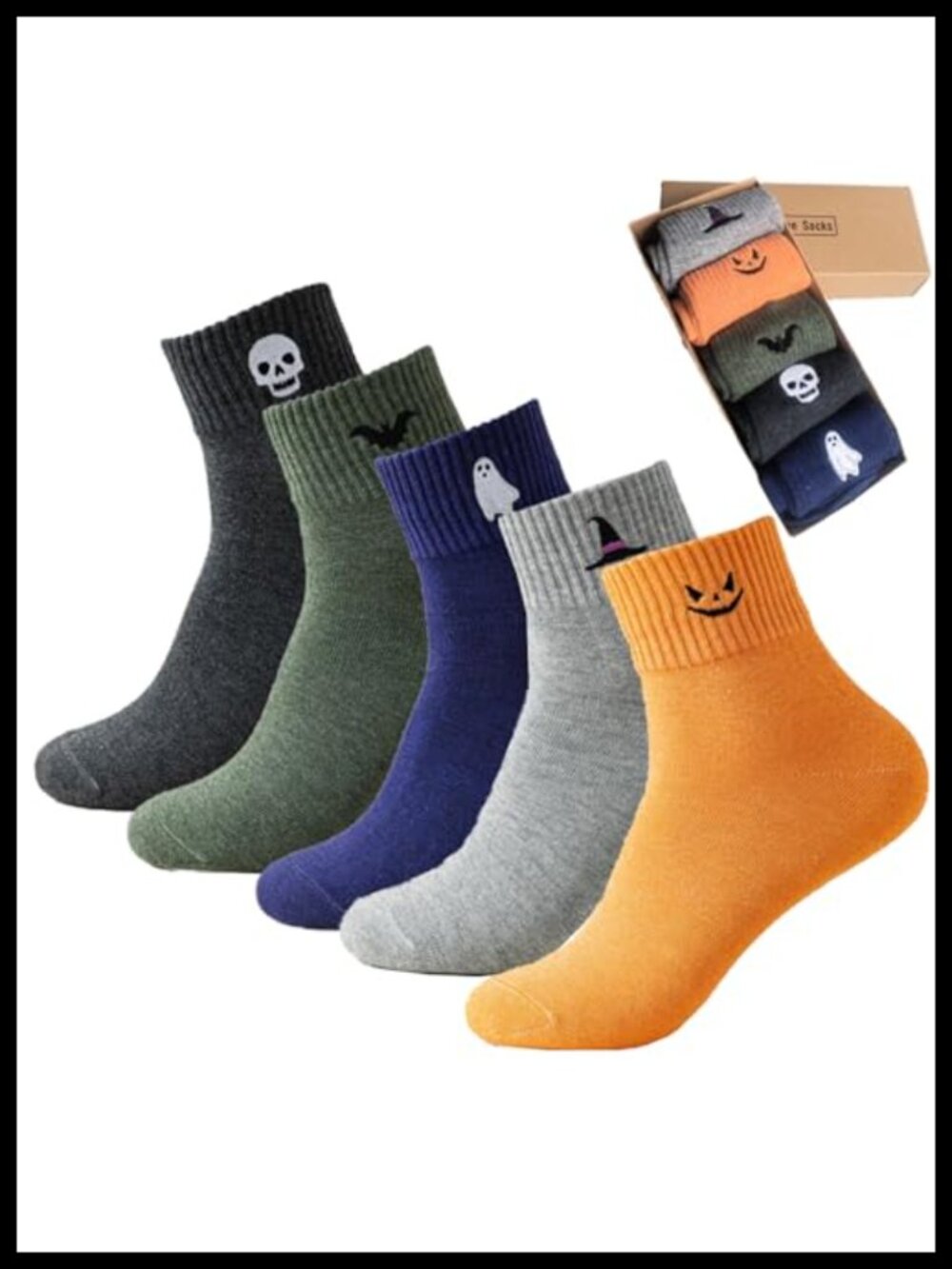 Novelty Halloween Embroidered Ankle Socks 80% Cotton Blend Cute Gift